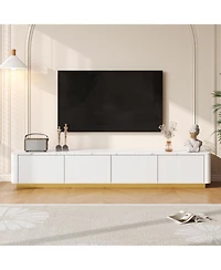 Streamdale Furniture Luxury Fluted Tv Stand - Faux Marble Top, 4 Drawers, Gold Base, White