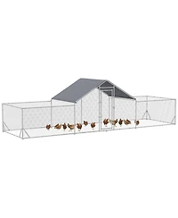 PawHut Chicken Run for 12-14 Chickens with Cover for Outdoor, Backyard