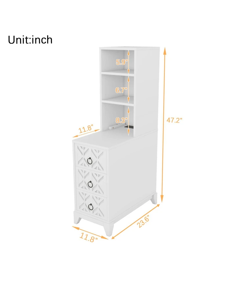 Streamdale Furniture End Table with 3 Drawers & Shelves