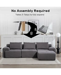 Streamdale Furniture L-Shaped Corduroy Sectional Sofa Bed - Memory Foam