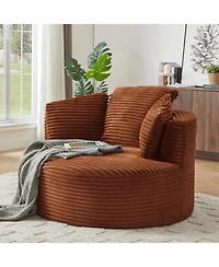 Streamdale Furniture Streamdale Corduroy Round Chair - Cushioned Backrest - Modern Comfort