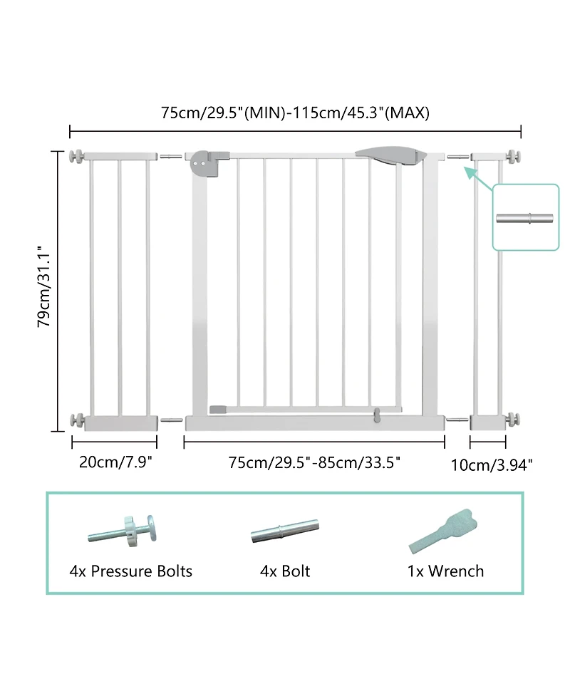 Streamdale Furniture 29.5-45.3" Wide, Pressure Mounted Baby Gate