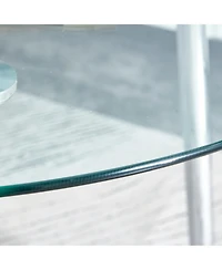 Streamdale Furniture 38.6" Glass tabletop dining table with silver legs