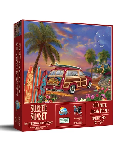SunsOut Surfer Sunset 500 piece Jigsaw Puzzle for Adults