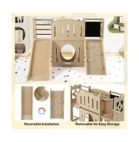 Hongge 8 in 1 Toddler Wooden Indoor Playground with Climber