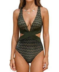 Cupshe Women's Plunge Crossback One Piece Swimsuit