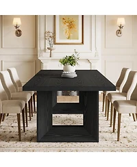 Tribesigns Farmhouse Dining Table for 6-8, 63-Inch Rectangle Kitchen Table with Strong Geometric Frame