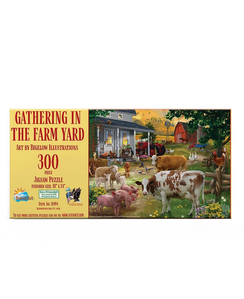 SunsOut Gathering in the Farm Yard 300 piece Jigsaw Puzzle for Adults