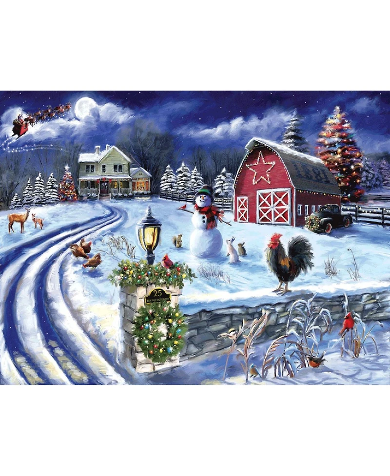 SunsOut Holiday Farm Road 500 piece Jigsaw Puzzle for Adults Christmas