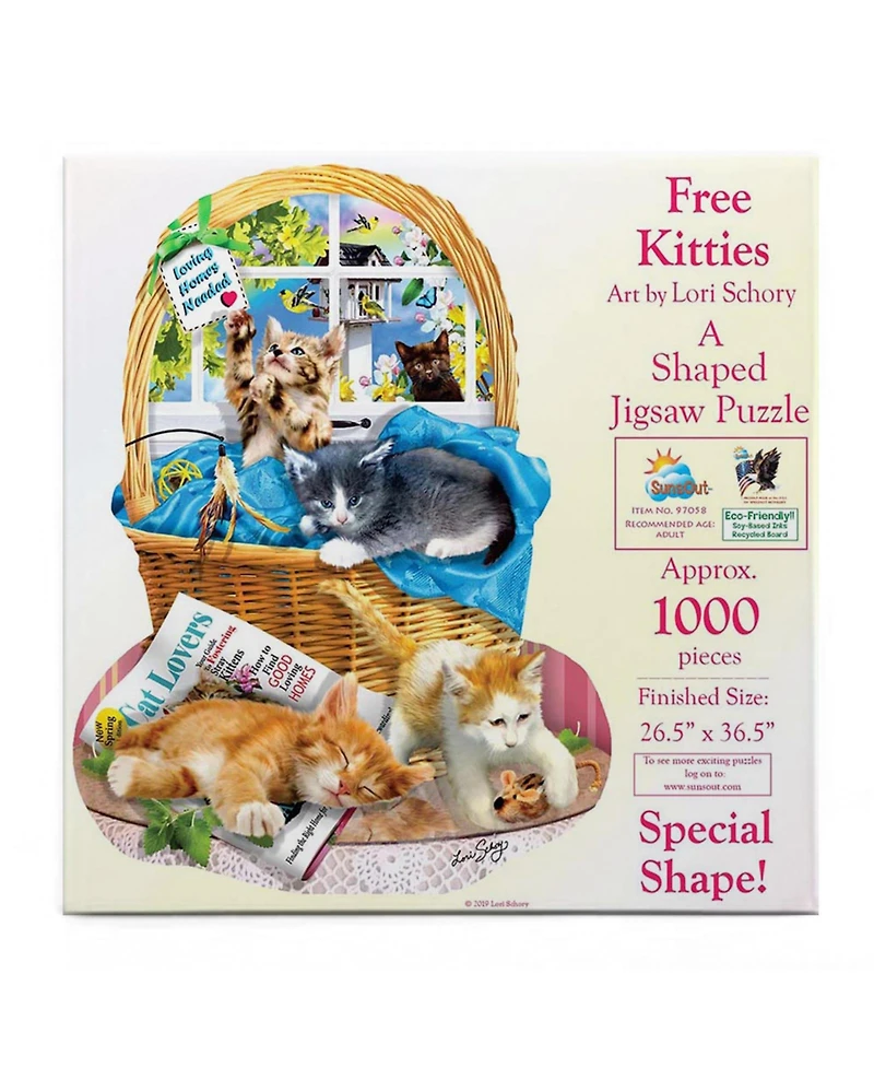 SunsOut Free Kitties 1000 piece Jigsaw Puzzle for Adults Special Shape