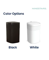Ninestars 13 Gallons 3.2 Gal Automatic Kitchen Trash Can, 50 Liters Touchless Motion Sensor Trash Can White Plastic Set