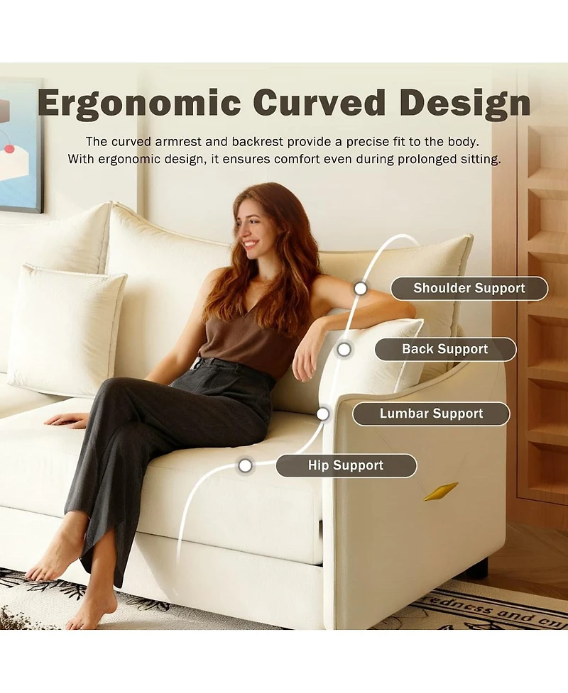 Maison Boucle 81.9'' Velvet Pull Out Sleeper Sofa Bed, 3-in-1 Convertible King Couch with Pillows, Modern for Living Room-Maison