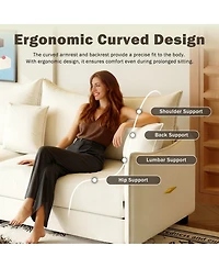 Maison Boucle 81.9'' Velvet Pull Out Sleeper Sofa Bed, 3-in-1 Convertible King Couch with Pillows, Modern for Living Room-Maison