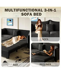 Maison Boucle 81.9'' Velvet Pull Out Sleeper Sofa Bed, 3-in-1 Convertible King Couch with Pillows, Modern Sofa for Living Room-Maison Boucle