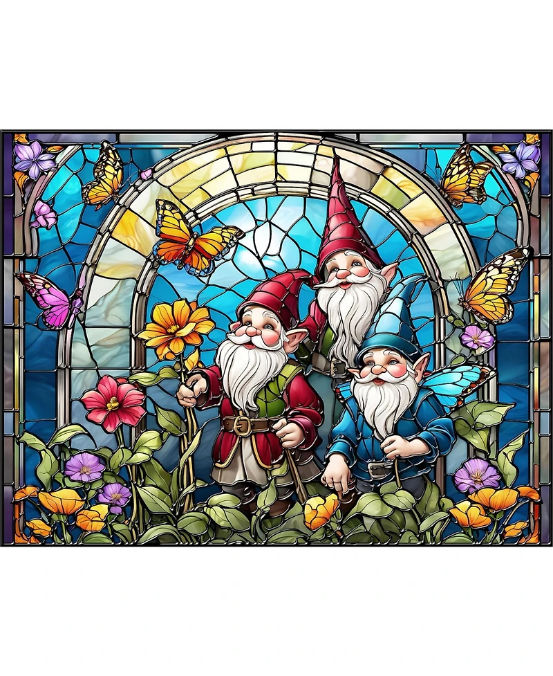 SunsOut Stained Glass Gnomes 300 piece Jigsaw Puzzle for Adults