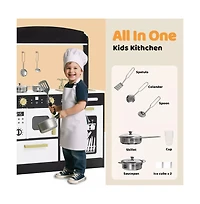 Kinder King Wooden Pretend Play Kids Kitchen, Toy Kitchen Playset w/Oven, Microwave for Boys Girls Age 3