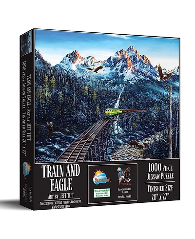 SunsOut Train and Eagle 1000 piece Jigsaw Puzzle for Adults
