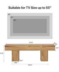 Tribesigns Tv Stand for Tvs up to 55 Inch, Farmhouse Entertainment Center, Light Wood Low TV Consoles