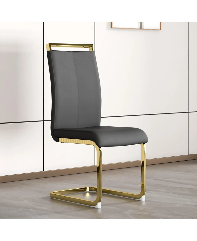 Streamdale Furniture Modern Gray Pu Leather Dining Chairs (Set of 4)