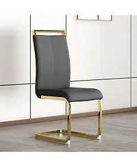 Streamdale Furniture Modern Gray Pu Leather Dining Chairs (Set of 4)