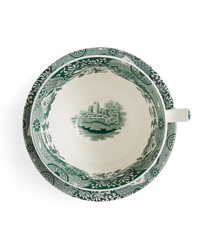 Spode Heritage Green Italian Breakfast Cups and Saucers, Set of 4