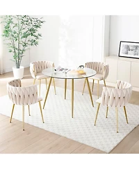 Streamdale Furniture Velvet Dining Chairs Set of 2 Golden Metal Legs