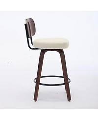 Streamdale Furniture Swivel Bar Stools Set of 2 Beige Pu