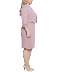 Ny Collection Plus Two Piece Novelty Knit and Lace Dress Set