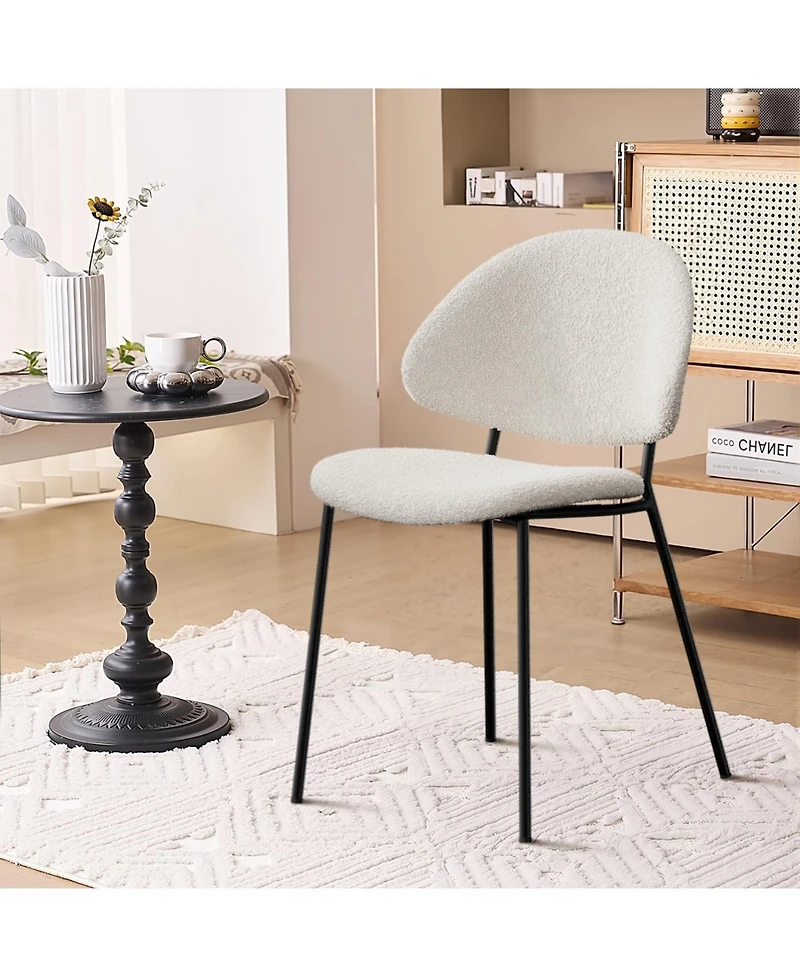 Streamdale Furniture Boucle Dining Chairs - Set of 4 White