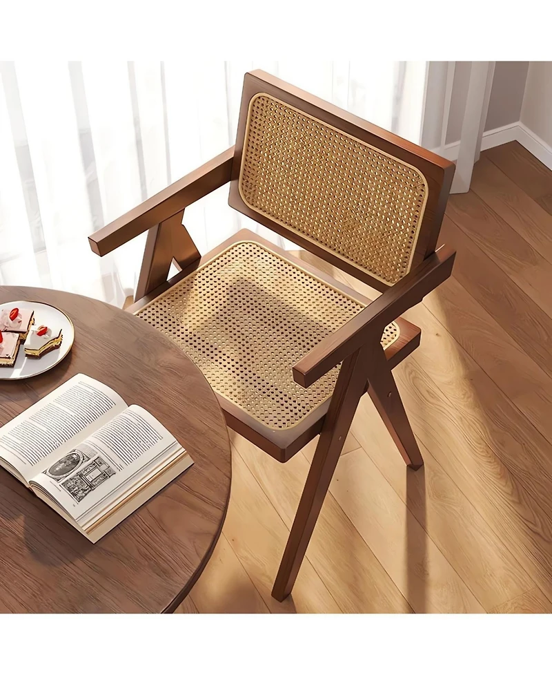 Streamdale Furniture Mid Century Rattan Dining Chairs - Set of 2 Brown