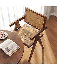 Streamdale Furniture Mid Century Rattan Dining Chairs - Set of 2 Brown