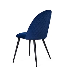 Streamdale Furniture Navy Blue Velvet Dining Chairs, Black Legs, Set of 4