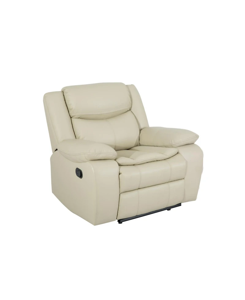 Streamdale Furniture Breathable Leather Manual Reclining recliner chair for living room, Cream