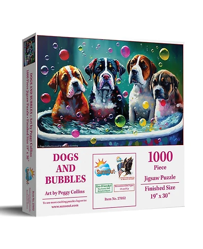 SunsOut Dogs and Bubbles 1000-piece Jigsaw Puzzle for Adults