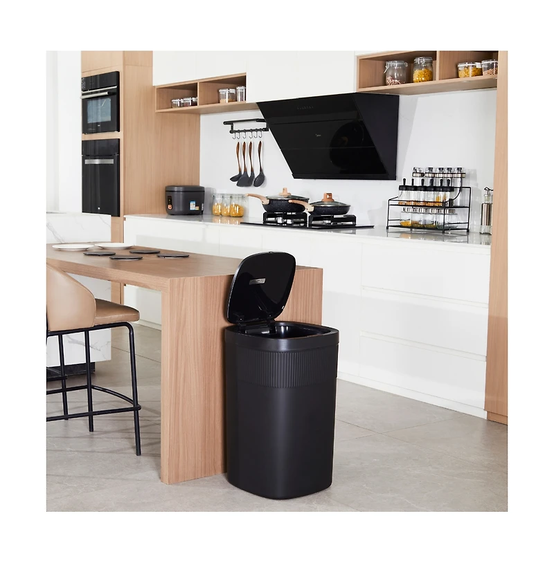 Ninestars 13 Gallons Automatic Kitchen Trash Can, 50 Liters Touchless Motion Sensor Trash Can Black Plastic