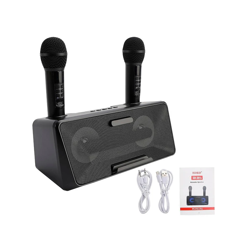 Artudatech Portable Karaoke Speaker System with 2 Wireless Mics, 20W HiFi Sound, Bluetooth & Aux for Parties and Camping