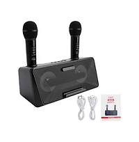 Artudatech Portable Karaoke Speaker System with 2 Wireless Mics, 20W HiFi Sound, Bluetooth & Aux for Parties and Camping