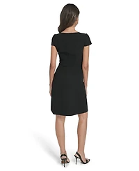Vince Camuto Women's Signature Stretch Cap Sleeve Fit And Flare Dress