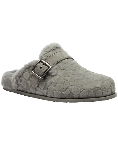 Coach Men's Buckle Clog Signature Slippers