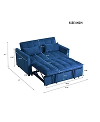 Streamdale Furniture 3 in 1 Convertible Sleeper Sofa Bed, Modern Pull Out Couch Bed, Adjustable Backrest, Velvet Loveseat Futon Sofa with Pillows & Po