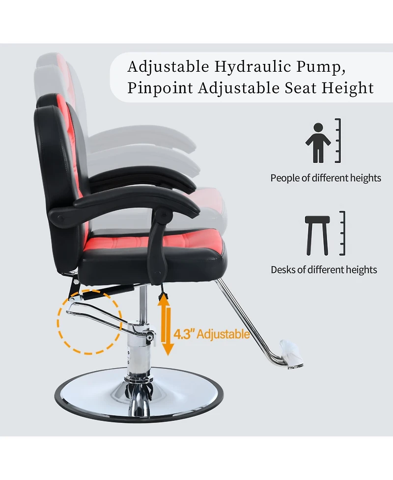 Streamdale Furniture Reclining Barber Chair with Hydraulic Pump and 360