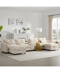 Streamdale Furniture Modular Sectional Sofa w/ Ottoman, Console, Usb Charger