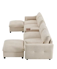 Streamdale Furniture Modular Sectional Sofa w/ Ottoman, Console, Usb Charger