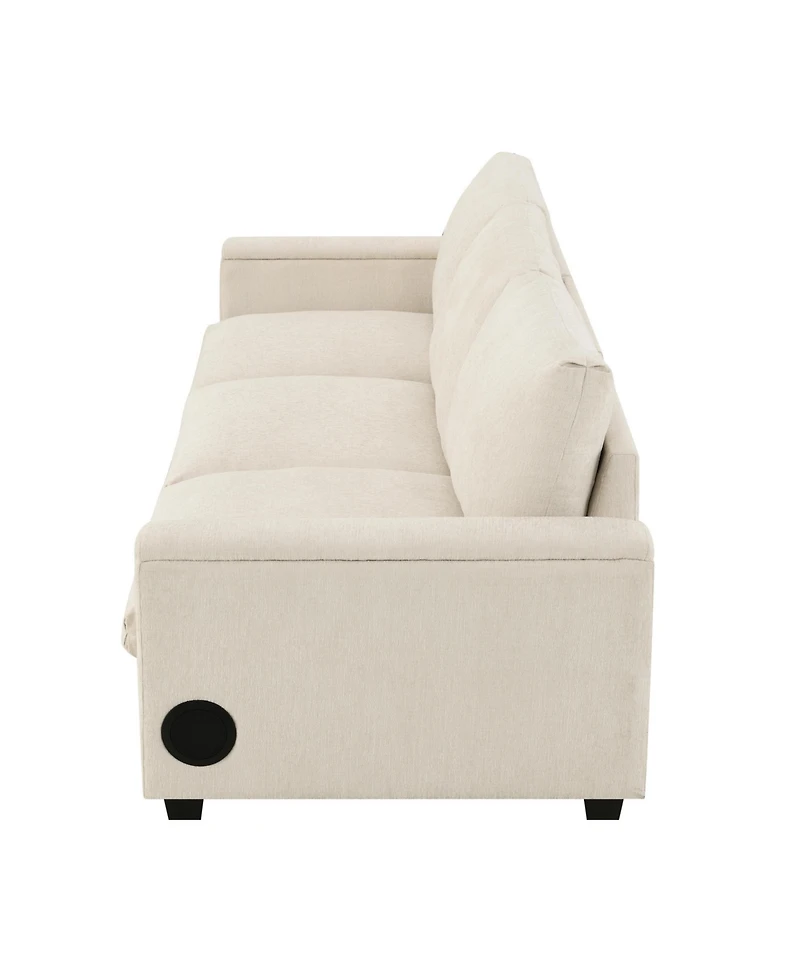 Streamdale Chenille Sectional Sofa with Drop Down Table & Bluetooth (96" L x 35" W)