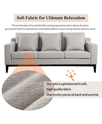 Streamdale Mira Comfy 3-seat Sofa with Wooden Legs, Modern for Living Room and Study