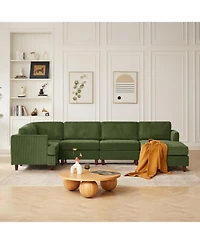 Streamdale Furniture Corduroy 6-Seater Modular Sectional Sofa (Green)