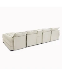 Streamdale Furniture 130" U-Shaped Sofa with Console Cupholders Sleeper & Chaise (Beige)