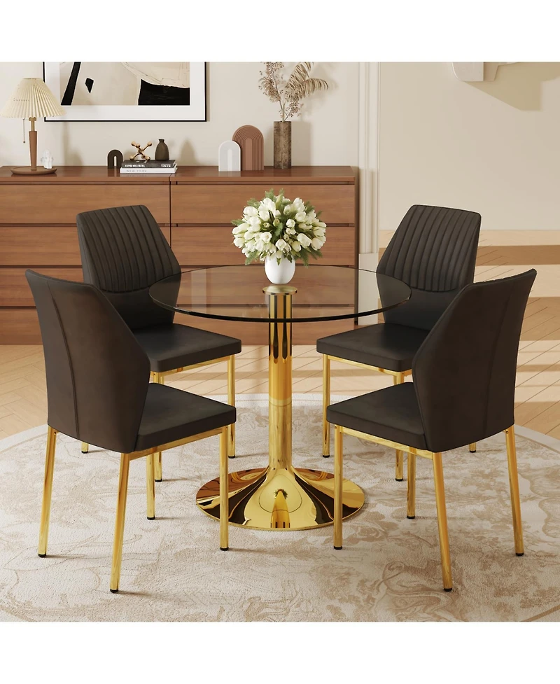 Streamdale Furniture 35" Glass Round Dining Set