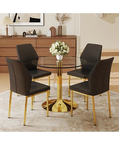 Streamdale Furniture 35" Glass Round Dining Set