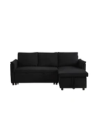 Streamdale Furniture Corduroy Sleeper Sectional Sofa with Storage Chaise